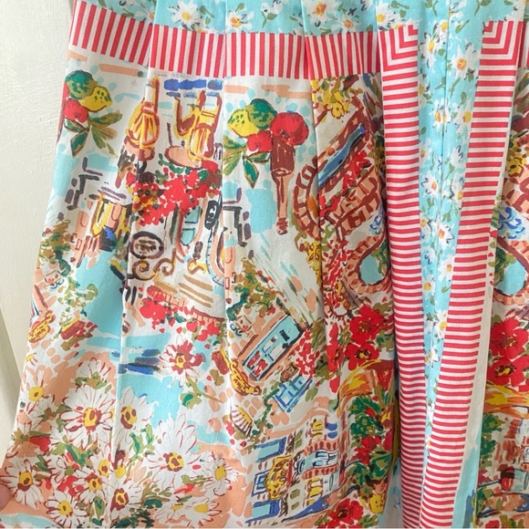 TALBOTS Sleeveless European Print Colorful V Neck Spring Dress Women's Size 10 - Picture 4 of 7